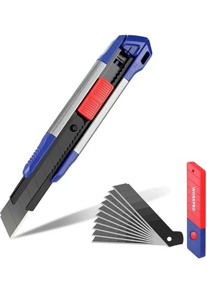 WP212022 18 mm Ağır Hizmet Alüminyum Kasa Maket Bıçağı + 10 Adet Yedek