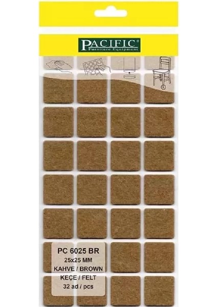 Pacific Mobilya Keçesi,kendinden Yapışkanlı Zemin Koruyucu Kahverengi (25X25MM) fiyatları