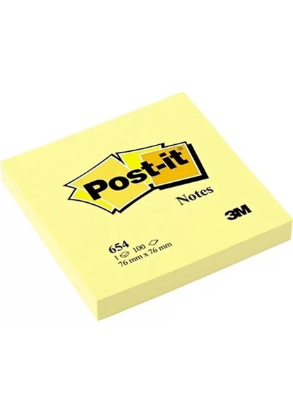Post-It Yapışkan Not 654 76 mm x 76 mm Sarı 100 Yaprak