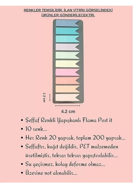 Sticky Notes Şeffaf Renkli Yapışkan Not Kağıtları Flama fiyatları