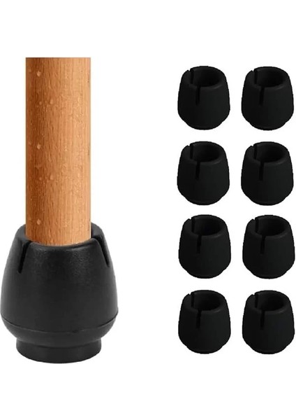 Sandalye Pabucu,masa,koltuk,tabure Ayak Kılıfı 8 Adet Siyah (Medium)