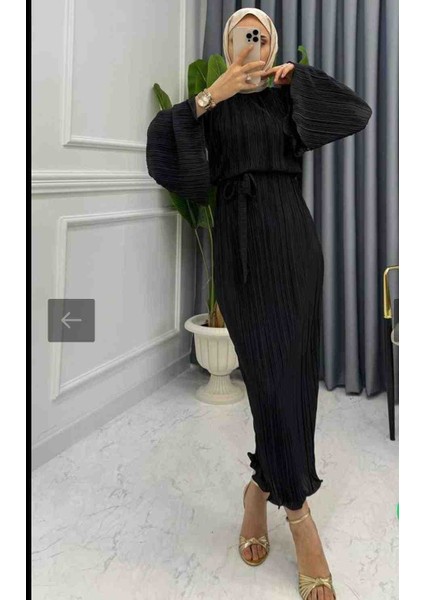 Ispanyol Kol Pliseli Bayan Elbise