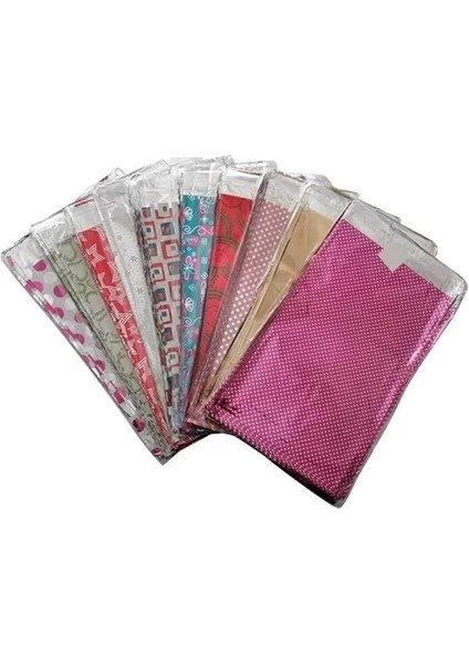 Metalize Hediye Poşet Paketi 20X25 cm Kendinde Bantlı Renkli Hediye Paketi 100'LÜ