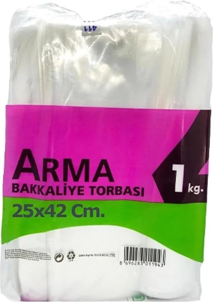 Naksan Arma Şeffaf Naylon 3 Lük 25X42 Cm. Bakkaliye Poşeti Torbası - 1 Kg. - Ort. 140 Adet - 1 Pake
