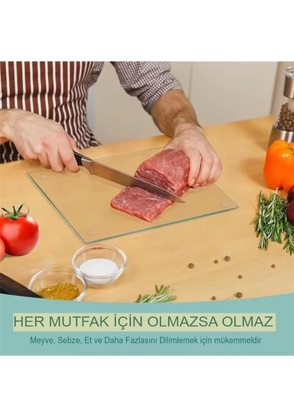 ® Cam Kesme Tahtası Panosu 25 x 35 Kırılmaya Isıya Çizilmeye Dayanıklı Boya Paleti Sunum Kesim fiyatları