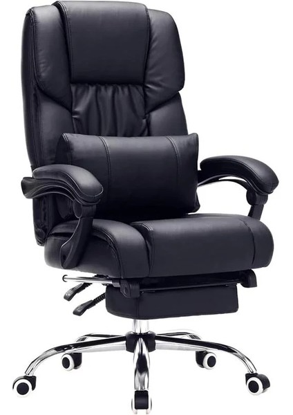 Ayak Uzatmalı Ofis Koltuğu, Bel Destekli, Suni Deri, Siyah 67 x 66 x 116 cm OBG71B