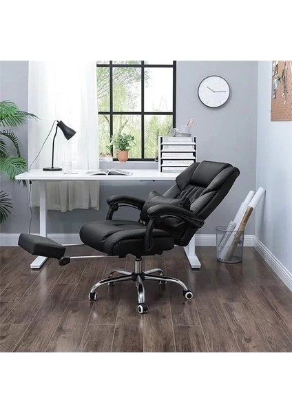 Ayak Uzatmalı Ofis Koltuğu, Bel Destekli, Suni Deri, Siyah 67 x 66 x 116 cm OBG71B fiyatları