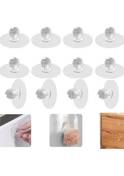 ® 10 Adet Çok Amaçlı Yapışkanlı Askı Kulp Tutamaç Tokmak Kapı Pencere Dolap Çekmece Klozet Kapağı
