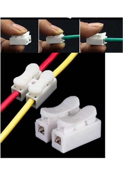 Mandallı Vidasız Sıra Buat Kablo Klemens Basmalı Tip 2 Li 2 Pin 10'li Paket