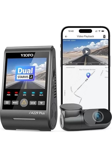 Viofo A229 Plus 3 Kameralı Ön-Iç-Arka 2K+2K+1080P Hdr Starvis 2 Wifi Gps’li Araç Kamerası