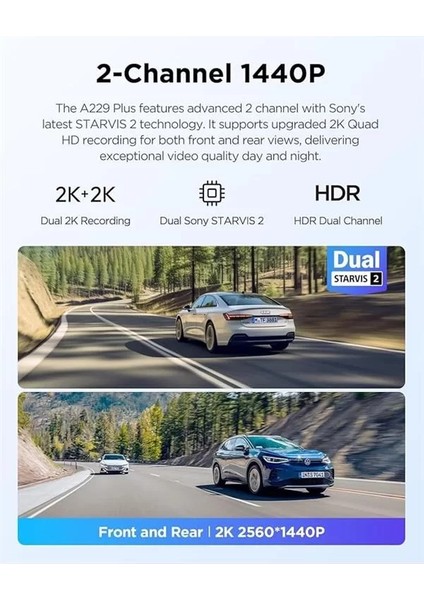 Viofo A229 Plus 3 Kameralı Ön-Iç-Arka 2K+2K+1080P Hdr Starvis 2 Wifi Gps’li Araç Kamerası fiyatları