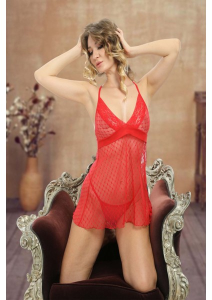 Kırmızı Dantel Gecelik - 114 fırsatları