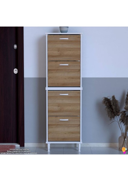 Umay' 2 Li Kapı Önü 52 x 160 x 25,5 Cm’ Lik 4 Düşer Kapak 8 Göz Bölmeli Ayakkabılık modelleri