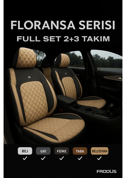 Tata Indigo 2006–2010 Floransa Serisi Eviza Bej Siyah Koltuk Kılıfı modelleri