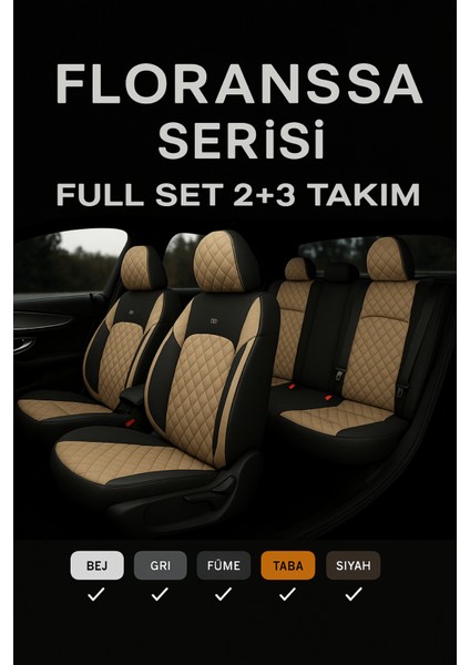 Chrysler Neon 1994–2005 Floransa Serisi Eviza Bej Siyah Koltuk Kılıfı fiyatları