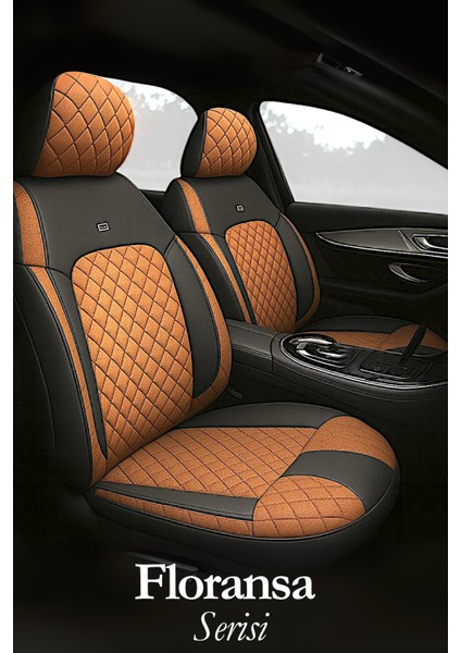 Peugeot 207 / cc / Sw 2006–2014 Floransa Serisi Eviza Taba Siyah Koltuk Kılıfı