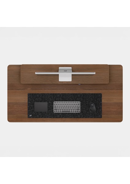Regula Desk Solid V - Elektrikli Yüksekliği Ayarlanabilir Açılı Kesim Kenar Masif Ceviz Çalışma Masası - Beyaz Ayak, Ceviz Masif Tabla - Raflı, 130X65 cm