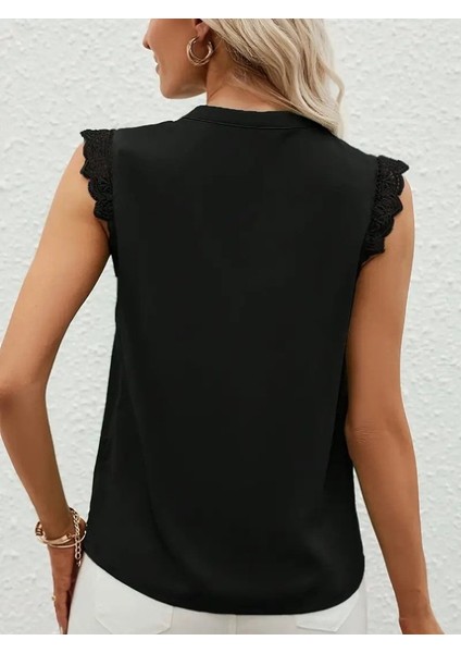 Kadın Kısa Dantel Kollu Hakim Yaka Ithal Krep Bluz fiyatları