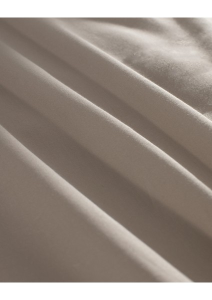 Verne Çift Kişilik %100 Pamuk Biyeli Baskılı Saten Nevresim Takımı - Bej/Beyaz