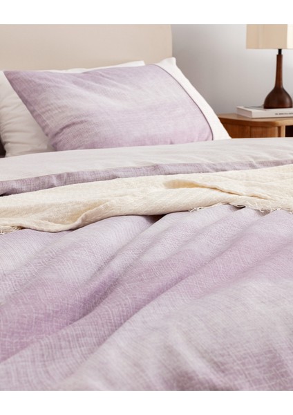 Adelya King Size %100 Pamuk Madame Coco Crep Baskılı Nevresim Takımı - Mürdüm