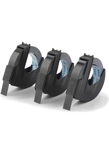3D Plastik Kabartma Şerit (9 mm x 3 Mt), 3'lü Paket, Siyah - S0847730 fiyatları