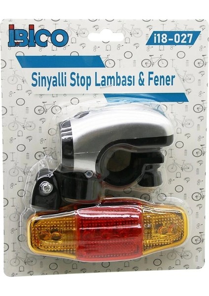 2in1 Bisiklet 5 LED Fener - Sinyalli Stop Lamba Pilli