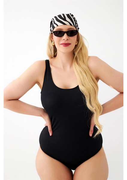 Akbeniz Kadın Siyah Büyük Beden Düz Tek Parça Mayo modelleri