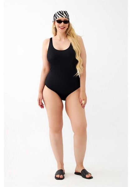 Akbeniz Kadın Siyah Büyük Beden Düz Tek Parça Mayo fırsatları