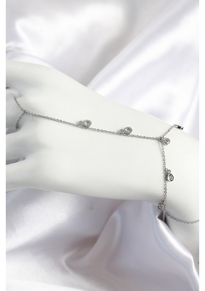 Erb Pirinç Zirkon Taşlı Sallantılı Damla Model Gümüş Renk Kadın Şahmeran