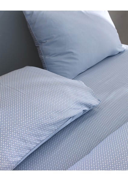 Clodia Çift Kişilik %100 Pamuk Baskılı Saten Nevresim Takımı - Mavi