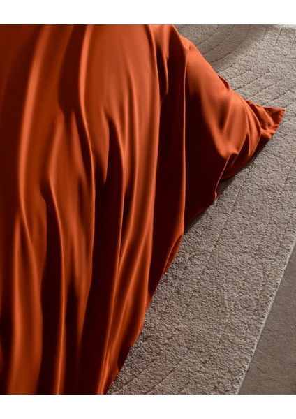 Delit King Size %100 Pamuk Baskılı Saten Nevresim Takımı - Turuncu