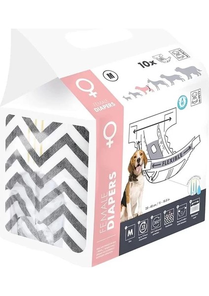 M-Pets Diapers Dişi Köpekler Için Külot M 10'lu