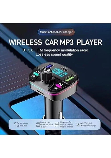 GA04 PD20W Qualcomm 3.0 Hızlı Şarj Aleti Rgb Renkli Fm Transmitter Mp3 Çalar Bluetooth 5.3 Çakmaklı fiyatları