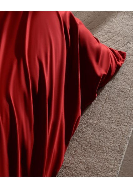 Delit Çift Kişilik %100 Pamuk Baskılı Saten Nevresim Takımı - Kırmızı