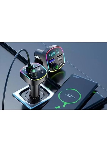 GA03 Rgb Renkli Fm Transmitter Mp3 Çalar Bluetooth 5.3 Çakmaklık Hızlı Şarj Aleti (Rgb LED Işıklı B fiyatları