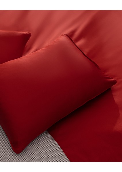 Delit King Size %100 Pamuk Baskılı Saten Nevresim Takımı - Kırmızı
