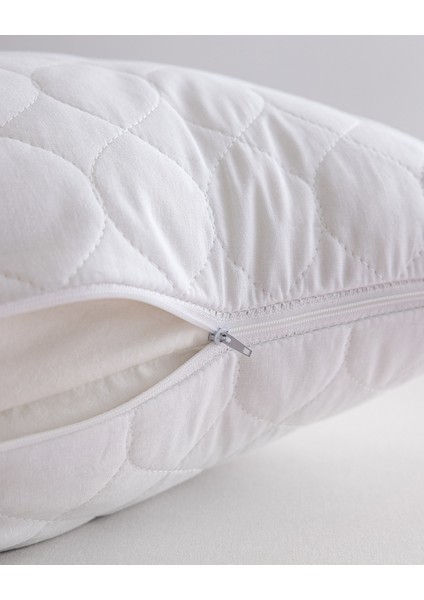 Crispy % 100 Pamuk Kapitoneli 2'li Yastık Alezi - Beyaz