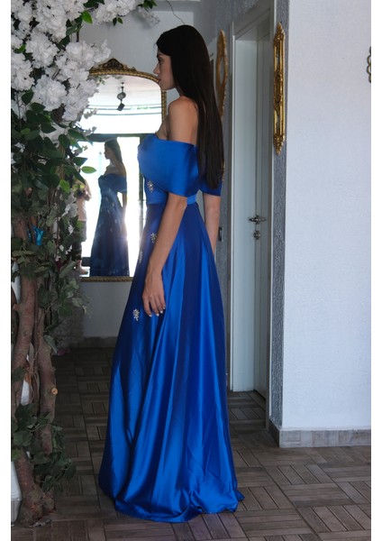 Saks Fiyonk Yaka Taş Detaylı Abiye 9705541.26