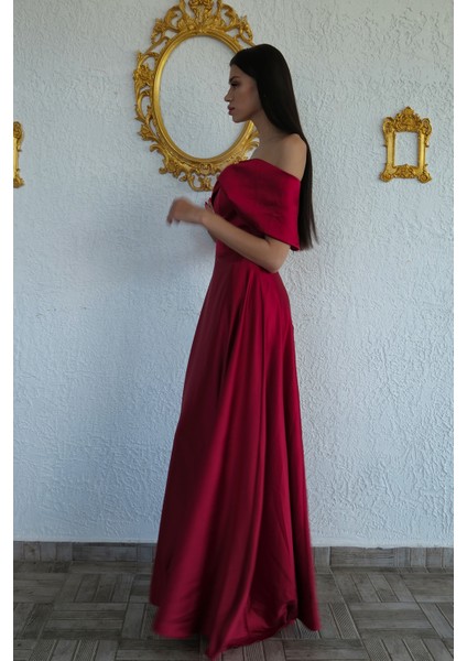 Kırmızı Ön Göğüs Taş Detaylı Abiye 0801035.08 modelleri