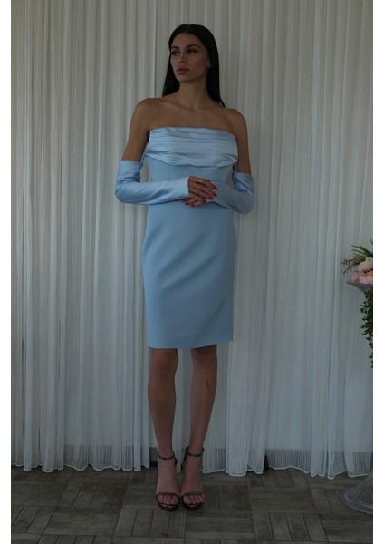 Bebe Mavi Drapeli Düğme Detaylı Mini Boy Abiye 9705537.449 fiyatları