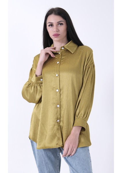 Fıstık Işıltı Nokta Desenli Bağlamalı Şık Gömlek 4595308.22 fırsatları