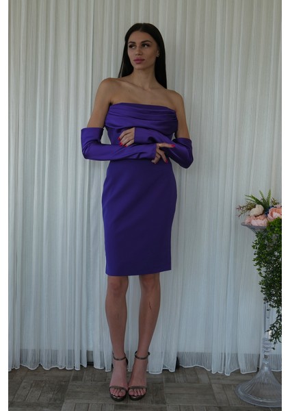 Mor Drapeli Düğme Detaylı Mini Boy Abiye 9705537.03 fiyatları