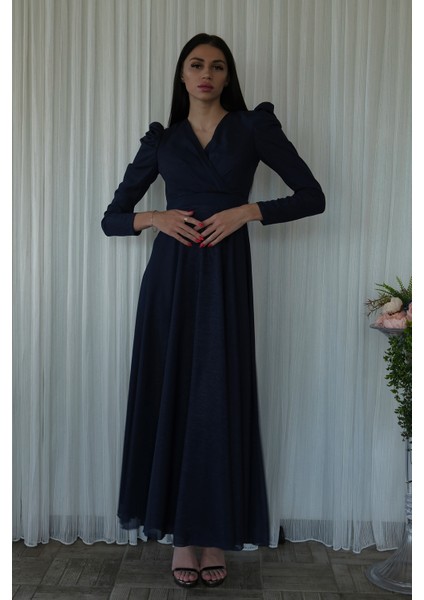 Lacivert V Yaka Parıltılı Uzun Kollu Abiye 6502514.02 fiyatları