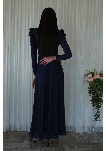 Lacivert V Yaka Parıltılı Uzun Kollu Abiye 6502514.02 fırsatları