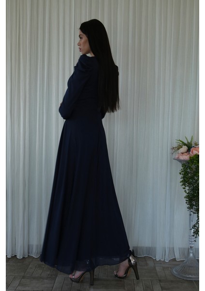 Lacivert V Yaka Parıltılı Uzun Kollu Abiye 6502514.02 indirimleri