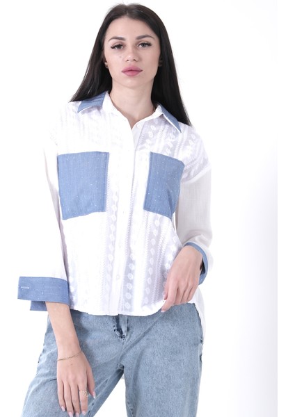 Ekru Kot Garnili Taşlı Gömlek 41650066.147 fiyatları