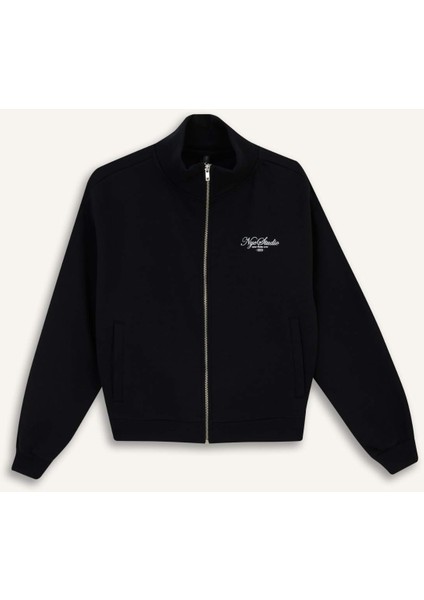Relax Fit Kolej Yaka Baskılı Bomber Hırka F0310AX25AU