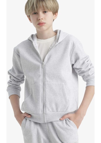 Erkek Çocuk Kapüşonlu Okul Fermuarlı Sweatshirt X5844A625AU