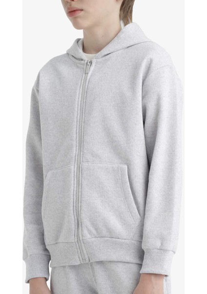 Erkek Çocuk Kapüşonlu Okul Fermuarlı Sweatshirt X5844A625AU