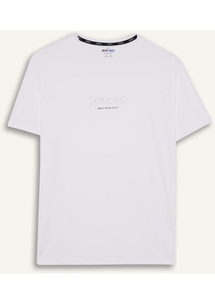 Fit Standart Fit Yumuşak Tuşe Bisiklet Yaka Baskılı Kısa Kollu Tişört C9268AX25AU